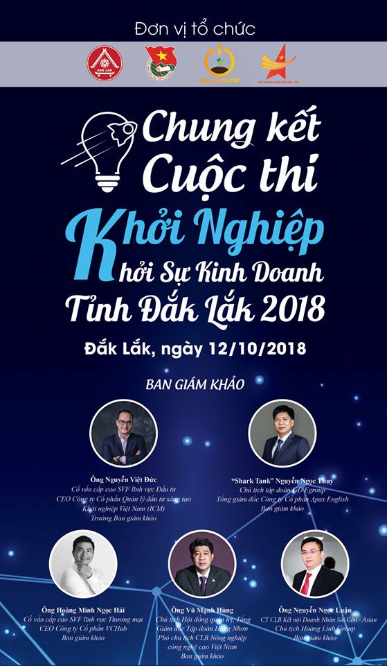 Danh sách và thứ tự thí sinh vòng Chung khảo Cuộc thi Khởi nghiệp tỉnh Đắk Lắk 2018